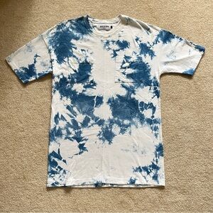 Tie-Dye T-Shirt, OkayOk, 100% Cotton, Hand-Dyed Blue & White, Oversized, Toronto